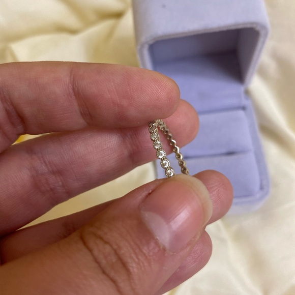 1.2 CT Morganite 925 Sterling Silver Ring with Eternity Band - Picture 9 of 15